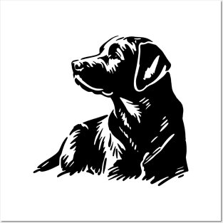 This is a simple black ink drawing of a Labrador dog Posters and Art